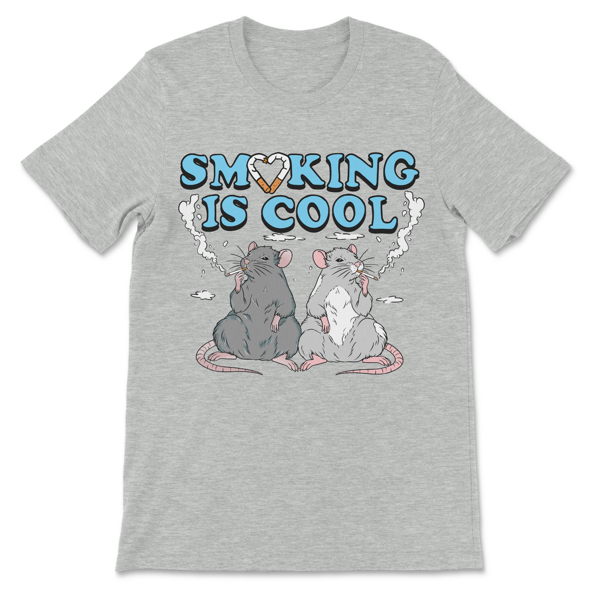 Weird graphic tee with two smoking rats, quirky rodent illustration, stupid humor slogan, odd animal art and funny novelty design
