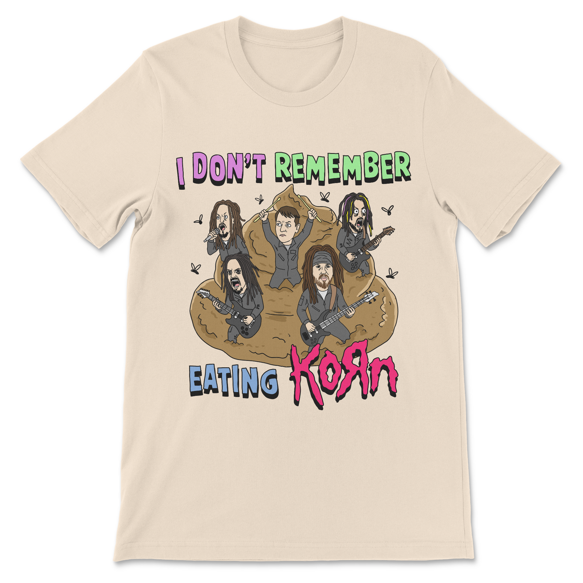 funny satire shirt featuring poop and korn