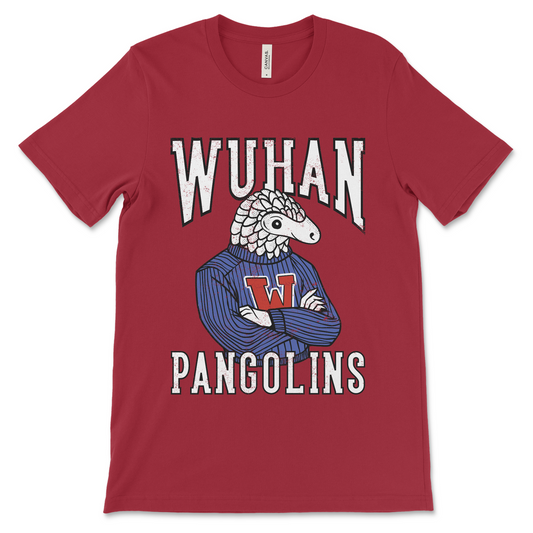 Offensive Wuhan Pangolins shirt with dark humor and political satire. Perfect for fans of funny political tees, pandemic jokes, and conspiracy theory memes.
